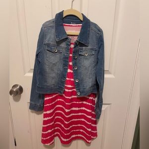 NWT GIRLS DRESS AND DENIM JACKET SET - size 10/12